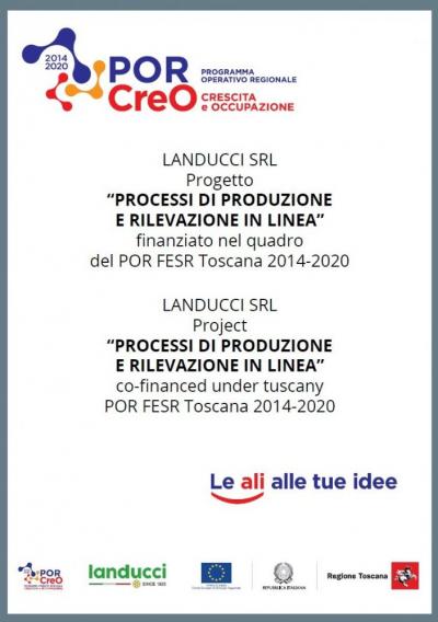 Progetto “PROCESSI DI PRODUZIONE E RILEVAZIONE IN LINEA” finanziato nel quadro del POR FESR Toscana 2014-2020